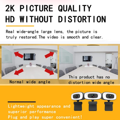 C10 2K HD โดยไม่มีการบิดเบือน 360 องศาหมุนสามความเร็วเติมแสง USB ไดรฟ์ฟรีเว็บแคม, ไมโครโฟนในตัวที่ชัดเจนยิ่งขึ้น