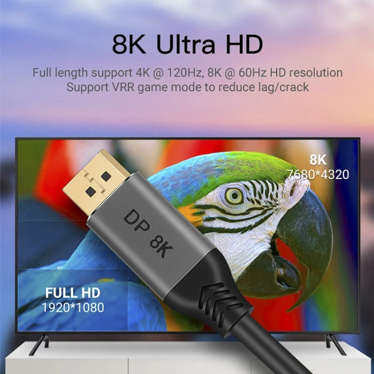 DisplayPort 1.4 8K HDR 60Hz 32.4Gbps สาย DisplayPort สำหรับวิดีโอ / พีซี / แล็ปท็อป / ทีวี ความยาวสายเคเบิล: 1 ม., 1m