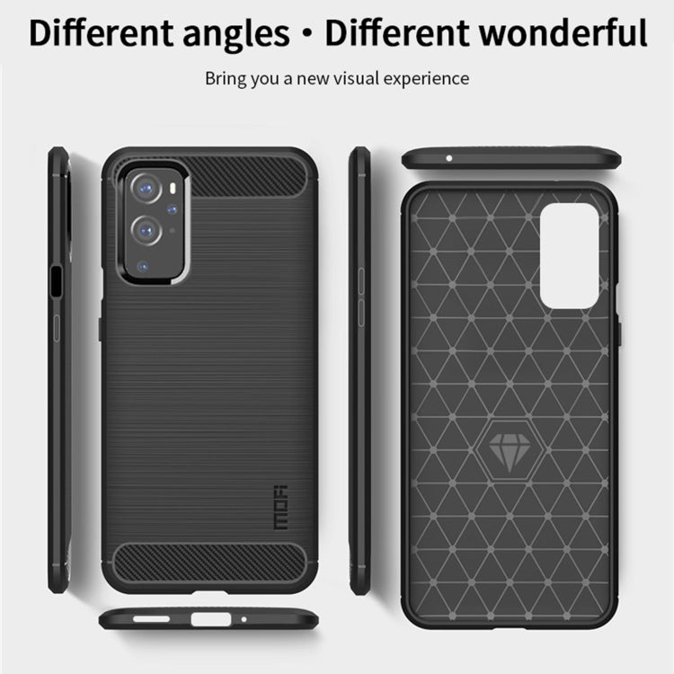 สำหรับ OnePlus 9 MOFI Gentleness Series เคส TPU นุ่มเนื้อแปรงคาร์บอนไฟเบอร์, For OnePlus 9
