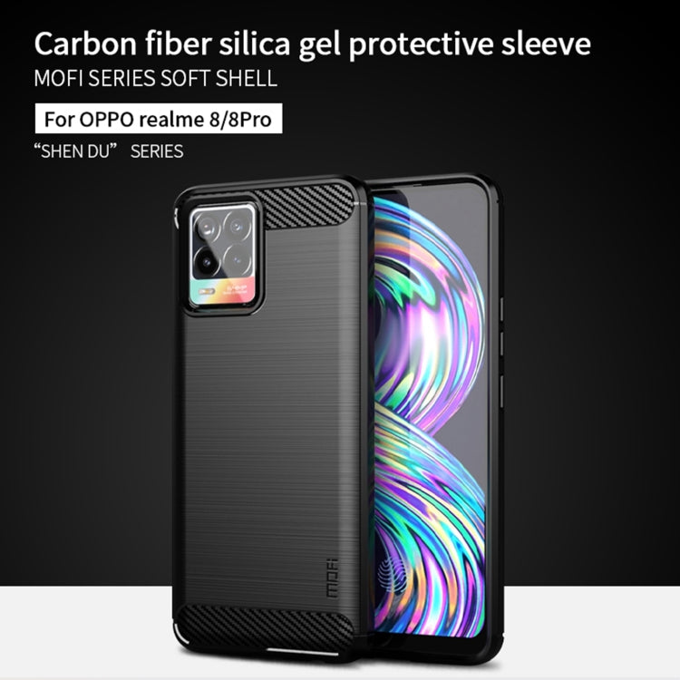 สำหรับ OPPO realme 8/8 Pro MOFI ความอ่อนโยนซีรีส์แปรงเนื้อคาร์บอนไฟเบอร์กรณี TPU อ่อน (สีดำ), For OPPO Realme 8 / 8 Pro