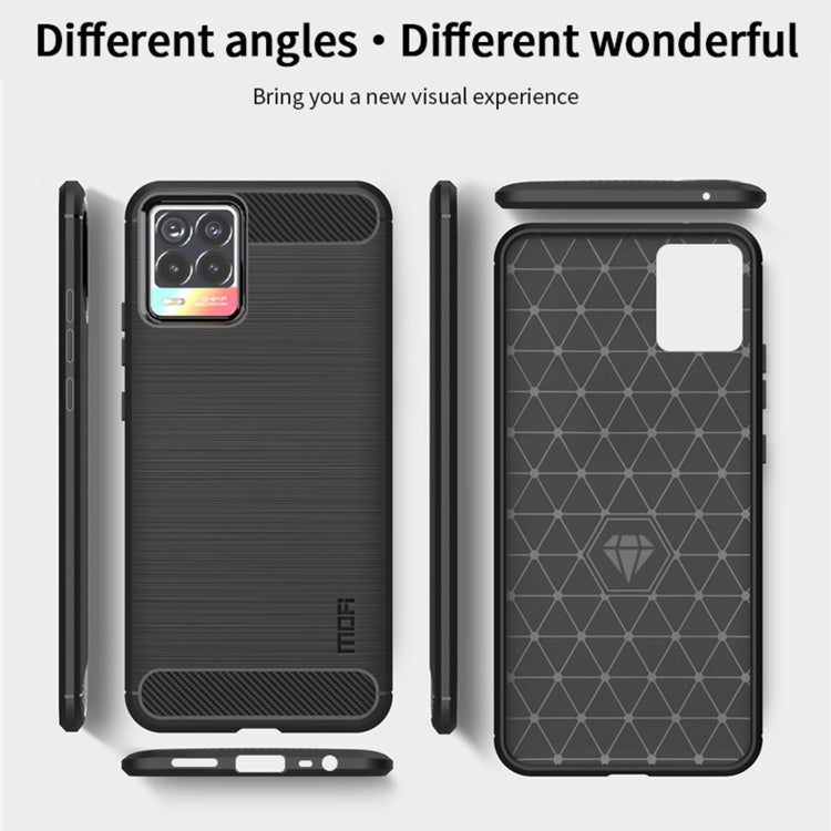 สำหรับ OPPO realme 8/8 Pro MOFI ความอ่อนโยนซีรีส์แปรงเนื้อคาร์บอนไฟเบอร์กรณี TPU อ่อน (สีดำ), For OPPO Realme 8 / 8 Pro