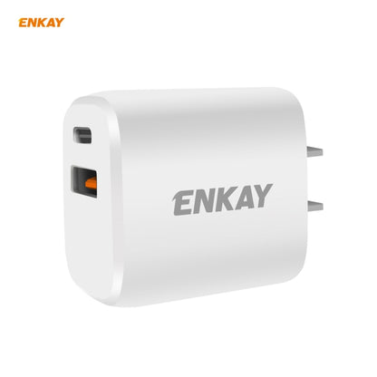 ENKAY Hat-Prince U090 20W PD + QC 3.0 พอร์ตคู่แบบพกพาการชาร์จอย่างรวดเร็วอะแดปเตอร์ชาร์จไฟสำหรับเดินทาง, ปลั๊กของสหรัฐฯ