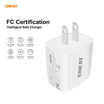 ENKAY Hat-Prince U090 20W PD + QC 3.0 พอร์ตคู่แบบพกพาการชาร์จอย่างรวดเร็วอะแดปเตอร์ชาร์จไฟสำหรับเดินทาง, ปลั๊กของสหรัฐฯ