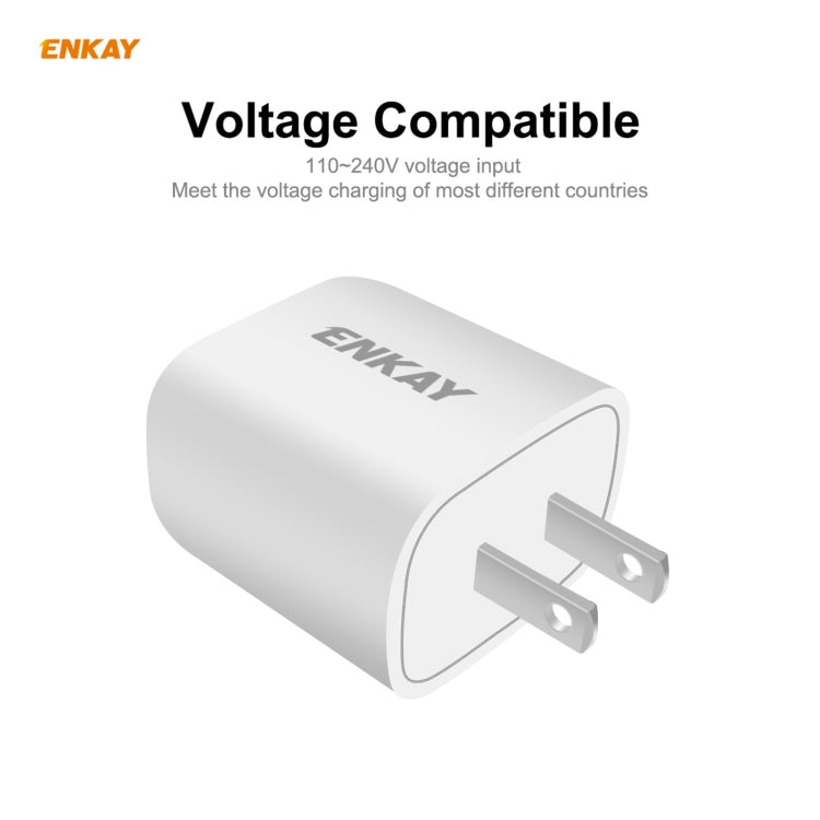 ENKAY Hat-Prince U090 20W PD + QC 3.0 พอร์ตคู่แบบพกพาการชาร์จอย่างรวดเร็วอะแดปเตอร์ชาร์จไฟสำหรับเดินทาง, ปลั๊กของสหรัฐฯ