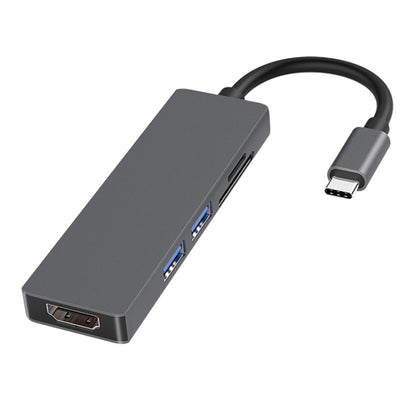 5 in 1 Type-c ถึง HDMI + 2 x USB 3.0 + ช่องเสียบการ์ด SD / TF อะแดปเตอร์ HUB, HDMI + 2 x USB 3.0 + SD / TF Card Slot