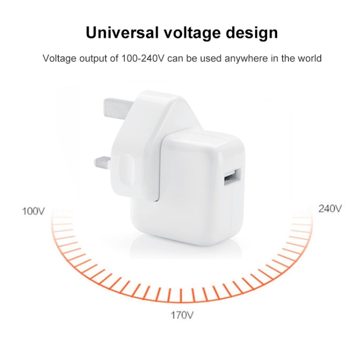 ที่ชาร์จสำหรับเดินทางพอร์ต USB 12W สำหรับซีรี่ส์ iPad / iPod Series / iPhone Series, ปลั๊ก UK