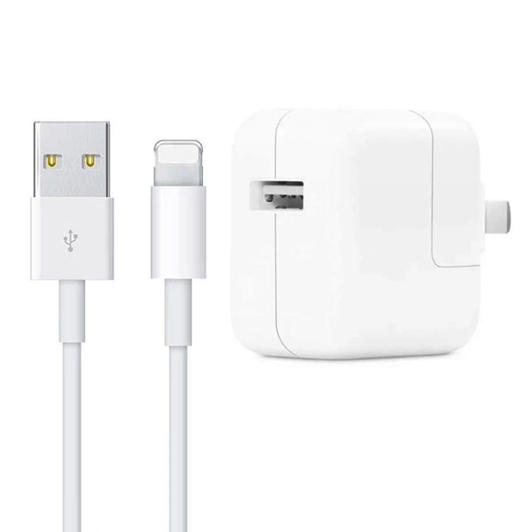 เครื่องชาร์จ USB 12W + สายเคเบิลข้อมูล USB ถึง 8 พินสำหรับซีรีส์ iPad / iPhone / iPod, ปลั๊ก US
