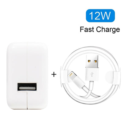 เครื่องชาร์จ USB 12W + สายเคเบิลข้อมูล USB ถึง 8 พินสำหรับซีรีส์ iPad / iPhone / iPod, ปลั๊ก US