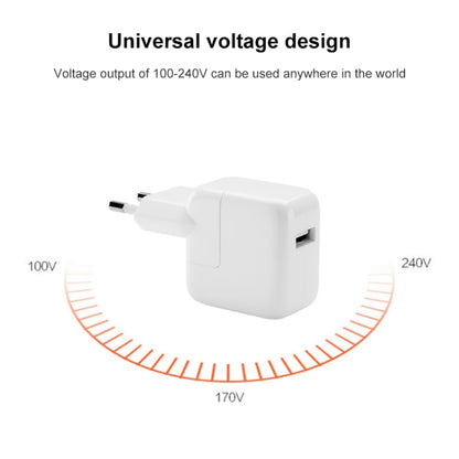เครื่องชาร์จ USB 12W + สายเคเบิลข้อมูล USB ถึง 8 พินสำหรับซีรีส์ iPad / iPhone / iPod, ปลั๊ก EU