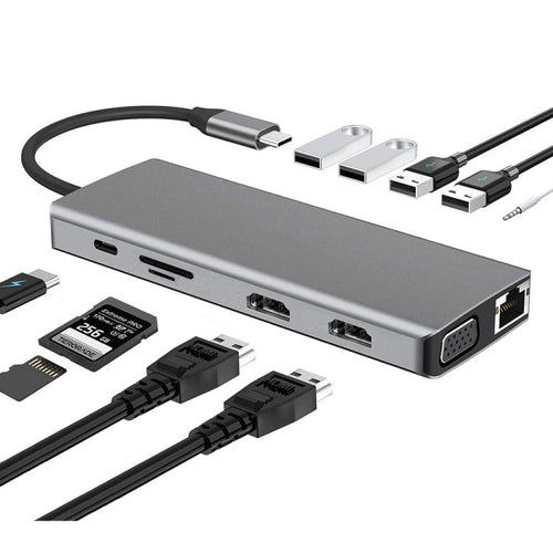 WS-04 12-in-1 Type-C Notebook Multi-Function Docking Station, 12 in 1