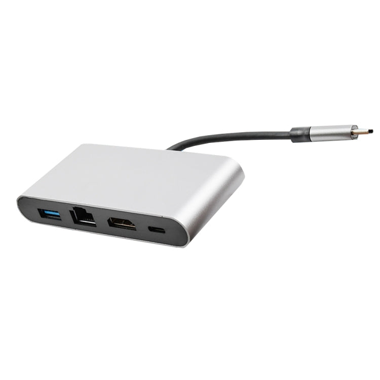 WS-07 Type-C 3.1 ถึง RJ45 + HDMI + USB3.0 + PD 4-in-1 Converter สถานีเชื่อมต่อมัลติฟังก์ชั่น, WS-07