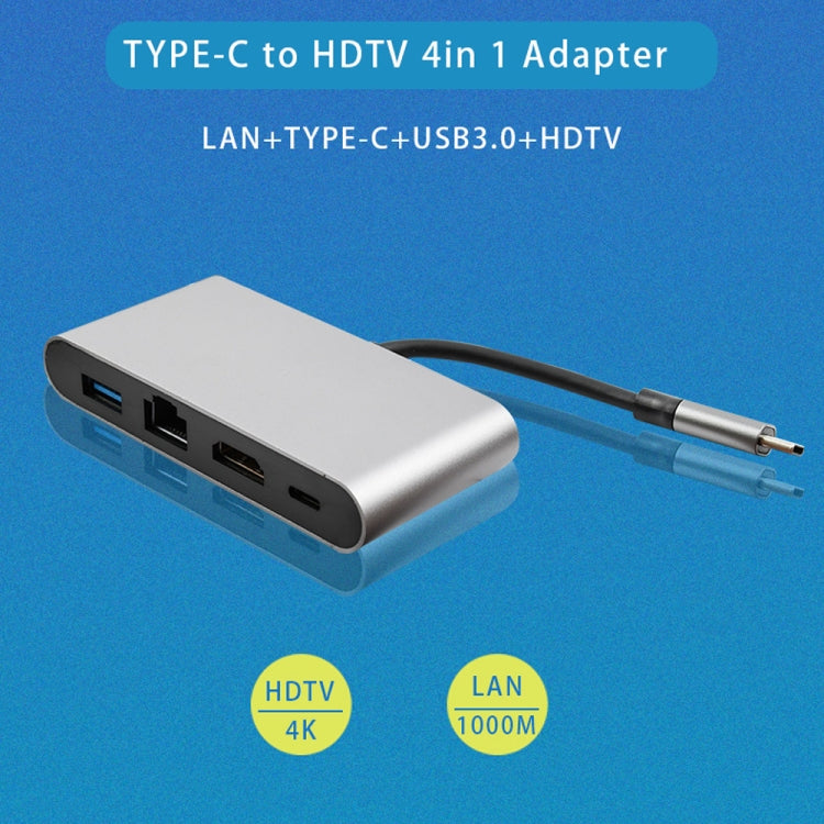 WS-07 Type-C 3.1 ถึง RJ45 + HDMI + USB3.0 + PD 4-in-1 Converter สถานีเชื่อมต่อมัลติฟังก์ชั่น, WS-07