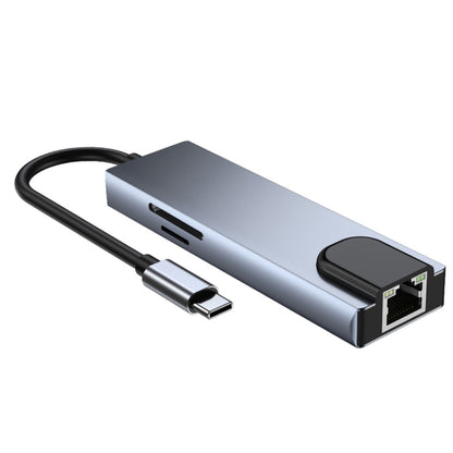 6 in 1 Type-C เป็น HDMI + RJ45 + SD / TF + PD + อะแดปเตอร์ฮับ USB