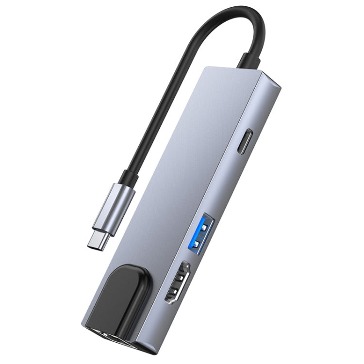 6 in 1 Type-C เป็น HDMI + RJ45 + SD / TF + PD + อะแดปเตอร์ฮับ USB
