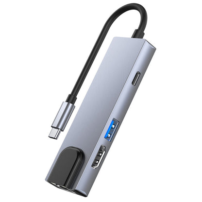 6 in 1 Type-C เป็น HDMI + RJ45 + SD / TF + PD + อะแดปเตอร์ฮับ USB