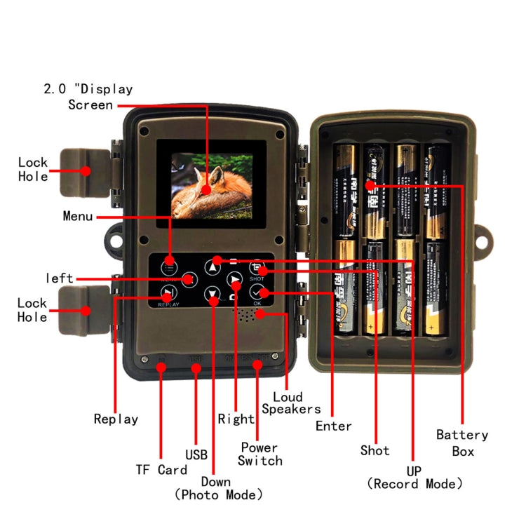 PR700 1080P กล้องล่าสัตว์สัตว์ป่า Motion เปิดใช้งาน Night Vision กล้องวิดีโอสำหรับการติดตามกลางแจ้ง Scan Trigger, PR700