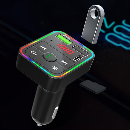 F2 เครื่องส่งสัญญาณ FM ในรถยนต์ MP3 USB Charger พร้อม LED Backlight เครื่องส่งสัญญาณ FM พร้อมเครื่องส่งสัญญาณ Bluetooth รถชุดเครื่องเล่น, F2