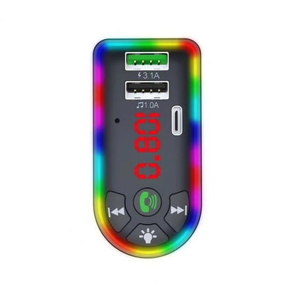 F7 รถเครื่องเล่น MP3 12V ไฟหายใจสีสันสดใส QC3.1 ไร้สายสองพอร์ตชาร์จเร็ว PD, F7