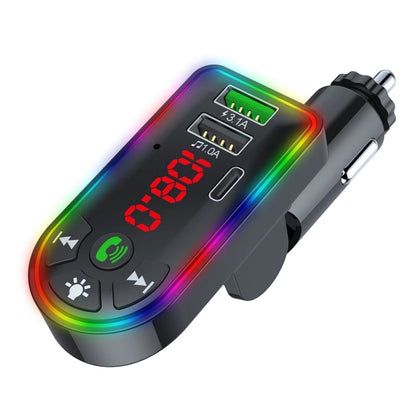 F7 รถเครื่องเล่น MP3 12V ไฟหายใจสีสันสดใส QC3.1 ไร้สายสองพอร์ตชาร์จเร็ว PD, F7