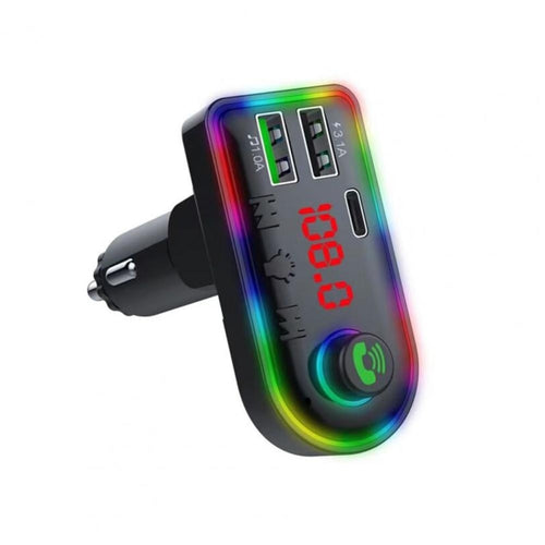 F8 รถเครื่องส่งสัญญาณ FM สีสันสดใส Type-C รถ MP3 Player, F8