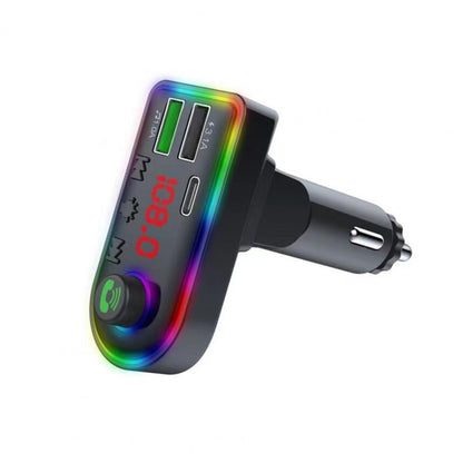 F8 รถเครื่องส่งสัญญาณ FM สีสันสดใส Type-C รถ MP3 Player, F8