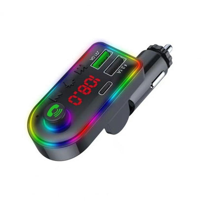 F8 รถเครื่องส่งสัญญาณ FM สีสันสดใส Type-C รถ MP3 Player, F8