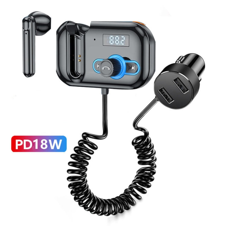 T2 เครื่องส่งสัญญาณ FM ชุดหูฟังแฮนด์ฟรีหูฟังเครื่องเล่น MP3 โทรส่วนตัว USB PD ตัวรับสัญญาณเสียงชาร์จเร็ว, T2