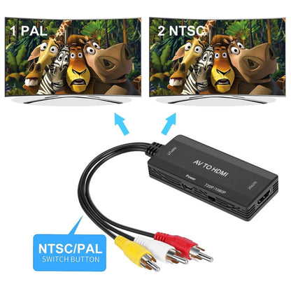 อะแดปเตอร์แปลง AV เป็น HDMI 3 CVBS RCA รองรับ PAL NTSC 1080P, AV to HDMI