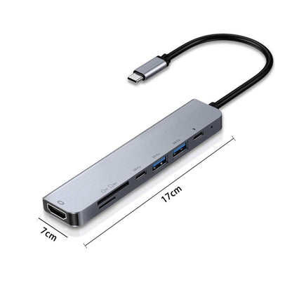 7 in 1 Type-C เป็น HDMI + SD / TF + 2 x Type-C + 2 x USB3.0 อะแดปเตอร์แยกมัลติฟังก์ชั่น