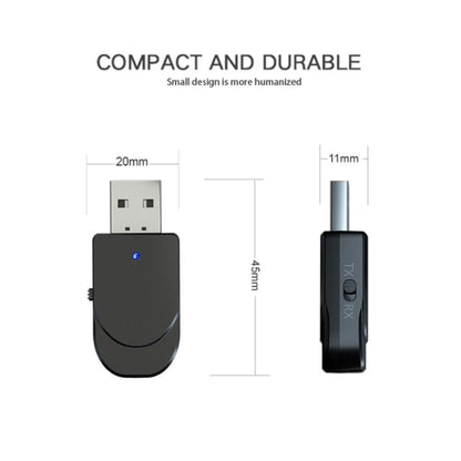 KN330 2 in 1 USB Bluetooth 5.0 อะแดปเตอร์เครื่องรับสัญญาณไร้สายสำหรับคอมพิวเตอร์ทีวีรถยนต์