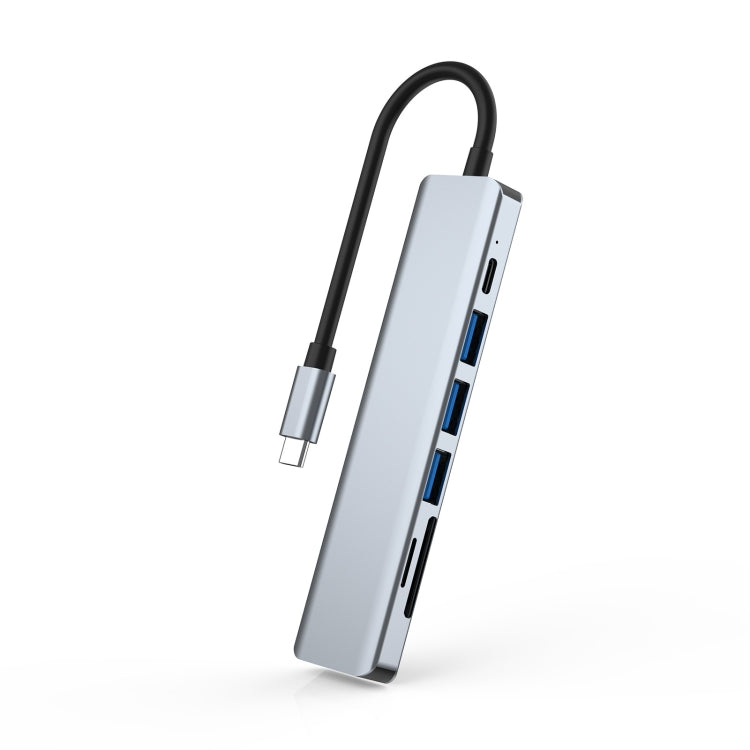 7 ใน 1 HDMI + SD / TF + USB2.0x2 + USB3.0 + PD ไปยังสถานีเชื่อมต่อ HUB Type-C, 7 In 1 Station