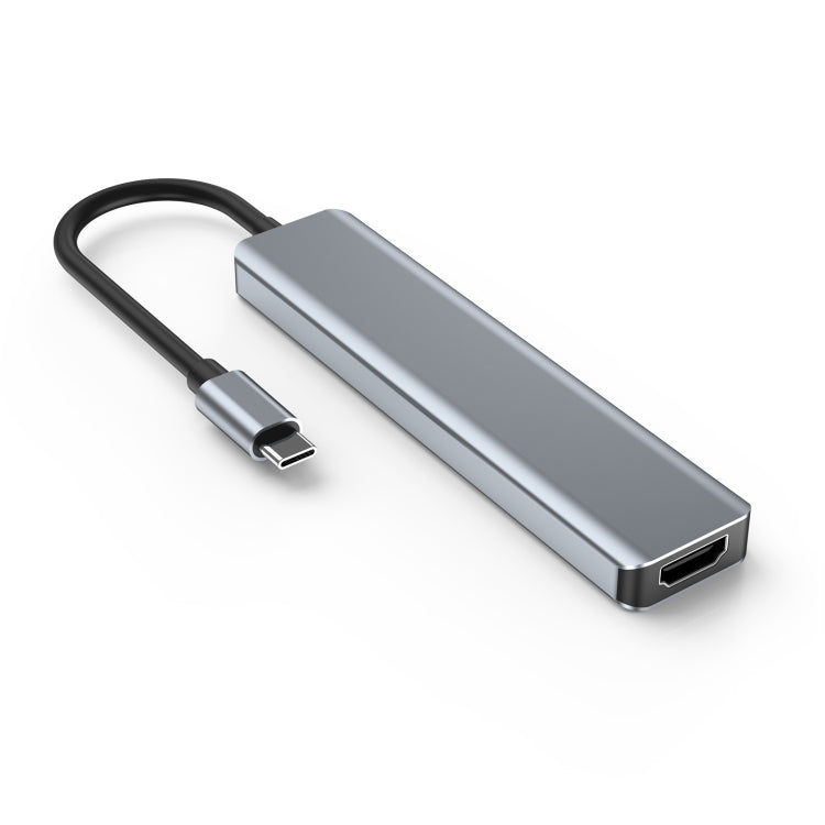 7 ใน 1 HDMI + SD / TF + USB2.0x2 + USB3.0 + PD ไปยังสถานีเชื่อมต่อ HUB Type-C, 7 In 1 Station