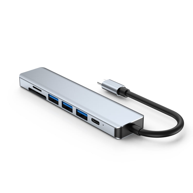 7 ใน 1 HDMI + SD / TF + USB2.0x2 + USB3.0 + PD ไปยังสถานีเชื่อมต่อ HUB Type-C, 7 In 1 Station