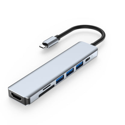7 ใน 1 HDMI + SD / TF + USB2.0x2 + USB3.0 + PD ไปยังสถานีเชื่อมต่อ HUB Type-C, 7 In 1 Station