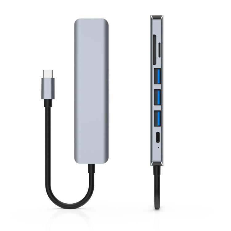 7 ใน 1 HDMI + SD / TF + USB2.0x2 + USB3.0 + PD ไปยังสถานีเชื่อมต่อ HUB Type-C, 7 In 1 Station