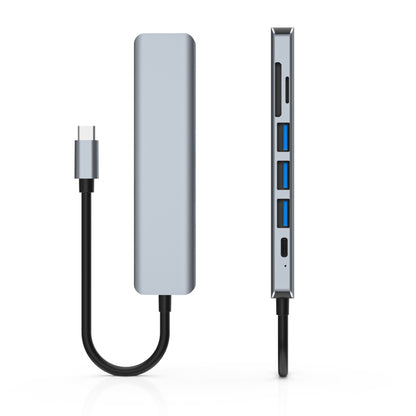7 ใน 1 HDMI + SD / TF + USB2.0x2 + USB3.0 + PD ไปยังสถานีเชื่อมต่อ HUB Type-C, 7 In 1 Station