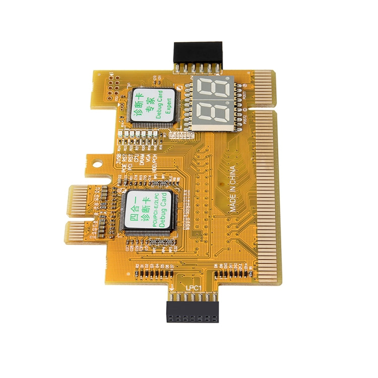 4-in-1 Desktop PC PCI-E LPC การ์ดวินิจฉัยเมนบอร์ดการตรวจจับการ์ดทดสอบความล้มเหลว