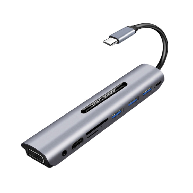 V161B 9-in-1 Type-C ถึง HD / VGA / USB3.0 / SD / 3.5 มม. เสียง / เครื่องอ่านการ์ด TF HUB, V161B