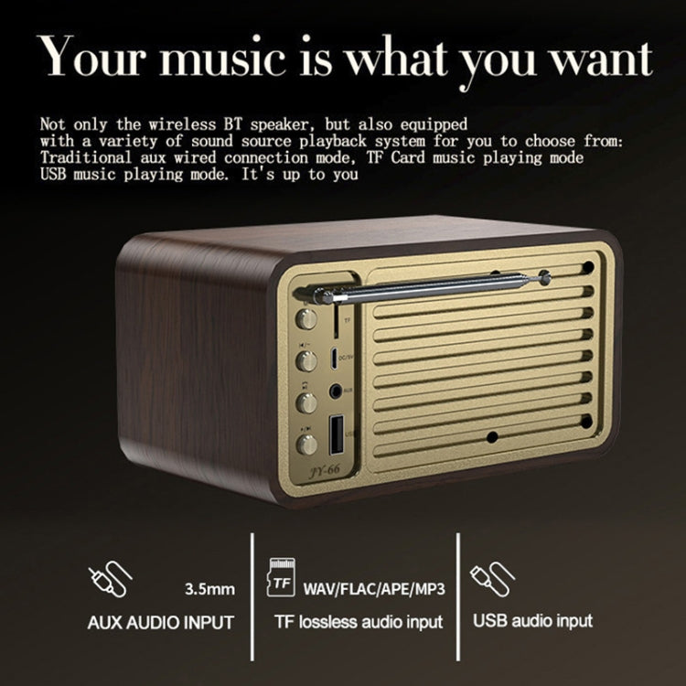 JY-66 ไม้ไร้สาย BT5.0 ลำโพงคลาสสิกย้อนยุควิทยุ FM รองรับ TF / U-Disk / AUX