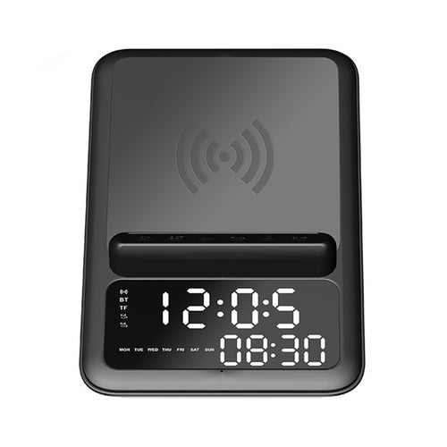 AEC BT512 ลำโพงบลูทูธมัลติฟังก์ชั่น 10W Wireless Charger LED Desktop นาฬิกาปลุกอิเล็กทรอนิกส์