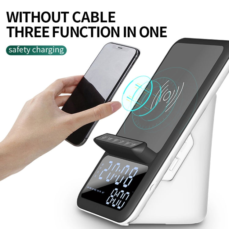 AEC BT512 ลำโพงบลูทูธมัลติฟังก์ชั่น 10W Wireless Charger LED Desktop นาฬิกาปลุกอิเล็กทรอนิกส์