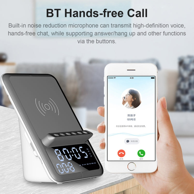 AEC BT512 ลำโพงบลูทูธมัลติฟังก์ชั่น 10W Wireless Charger LED Desktop นาฬิกาปลุกอิเล็กทรอนิกส์