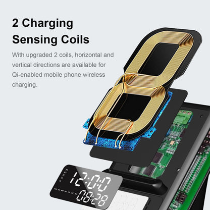 AEC BT512 ลำโพงบลูทูธมัลติฟังก์ชั่น 10W Wireless Charger LED Desktop นาฬิกาปลุกอิเล็กทรอนิกส์