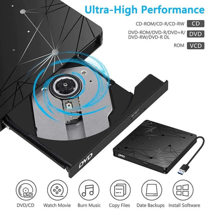 ภายนอก USB 3.0 เครื่องอ่าน DVD RW แบบพกพาเครื่องอ่านออปติคัลไดรฟ์