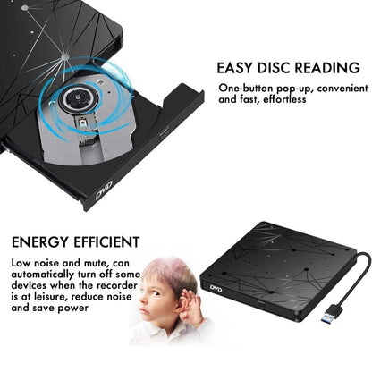 ภายนอก USB 3.0 เครื่องอ่าน DVD RW แบบพกพาเครื่องอ่านออปติคัลไดรฟ์