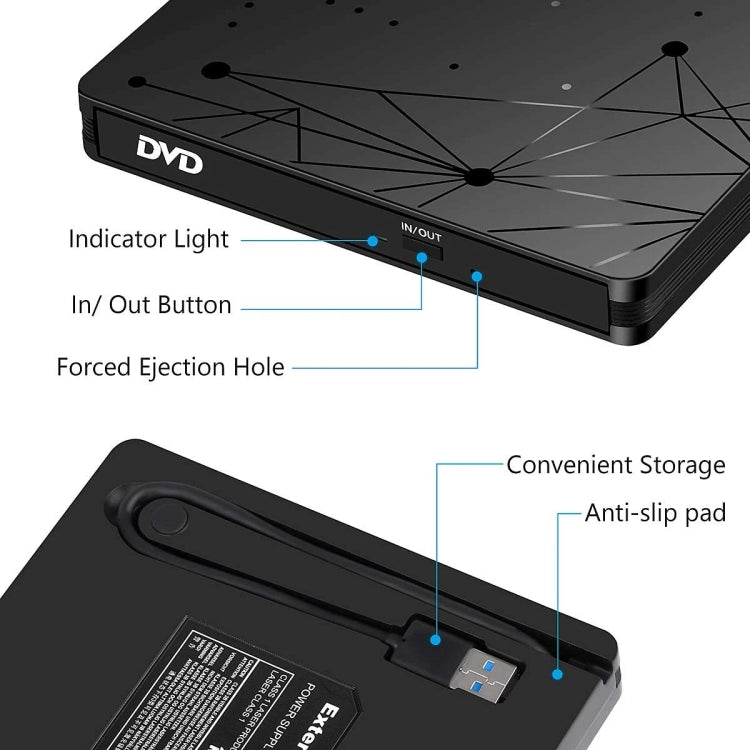 ภายนอก USB 3.0 เครื่องอ่าน DVD RW แบบพกพาเครื่องอ่านออปติคัลไดรฟ์