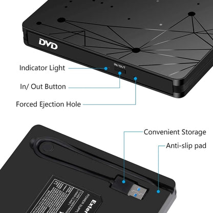 ภายนอก USB 3.0 เครื่องอ่าน DVD RW แบบพกพาเครื่องอ่านออปติคัลไดรฟ์