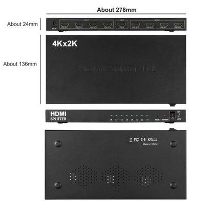 1x8 4K x 2K 3840*2160/30HZ ตัวแยกสัญญาณ HDMI, 1 x 8 4K x 2K