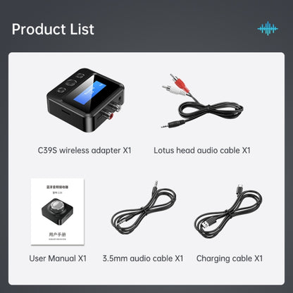 C39S ตัวรับสัญญาณบลูทูธเครื่องส่งสัญญาณลำโพง RCA ถึงอะแดปเตอร์เสียงไร้สายขนาด 3.5 มม, C39S