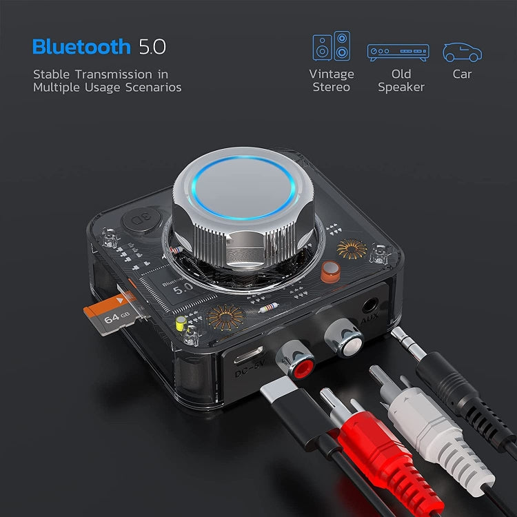 C39 บลูทูธ 5.0 ตัวรับ RCA ถึง 3.5 มม.ตัวแปลงเสียงไร้สายรองรับการ์ด TF, C39